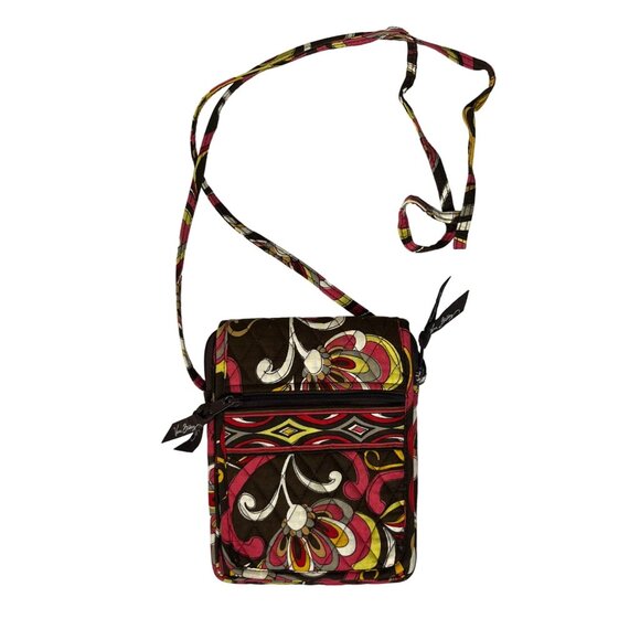 Vera Bradley Puccini Crossbody Bag Purse Brown Pink - Picture 1 of 9